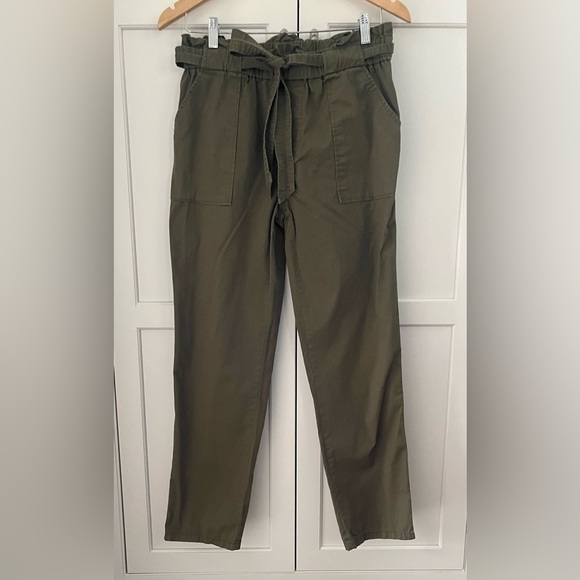 Garage Pants Women's Size M Olive Green Belted Straight Leg High Waisted - Picture 1 of 7